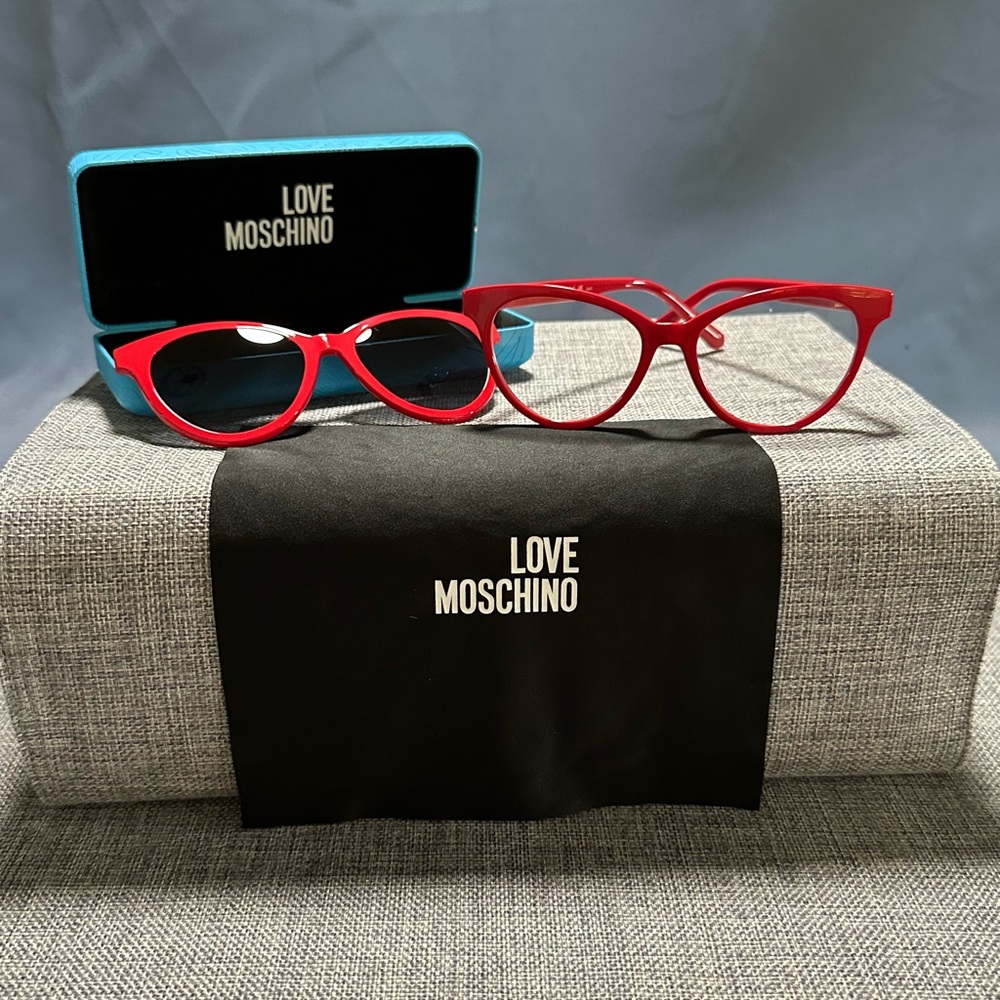 BRAND NEW - Love Moschino 2-in-1 Red Eyeglasses & Sunglasses – MOL051/CS (C9A99)